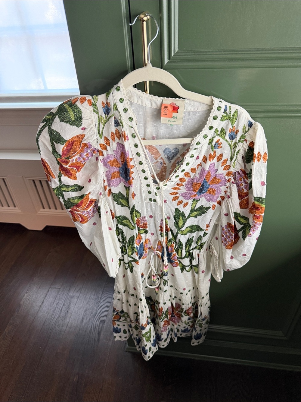FARM Rio White Embroidered Floral Mini Dress